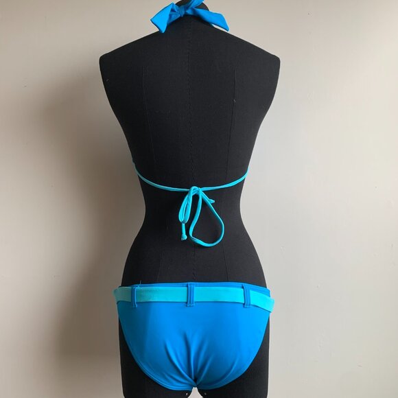 Billabong surf BLUE CRUSH era Vintage bikini pink belted halter top set RARE - Picture 2 of 8